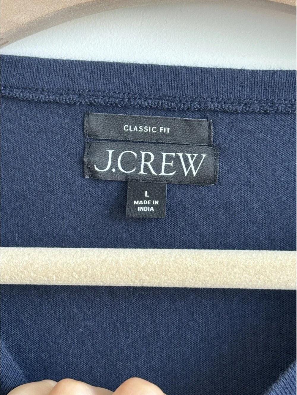J.Crew Mariner Cloth Boatneck Top Navy White Stripe Long Sleeve Cotton L